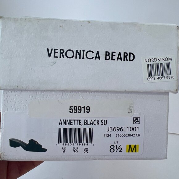 Veronica Beard Annette Black Suede Sandals Block Heel Women Size 8.5 - Picture 10 of 10